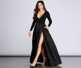 Rhonda High Slit Taffeta Dresses